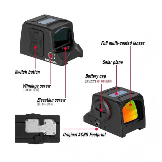 Solar Enclosed Multi-Reticle 1×24 Red Dot Sight