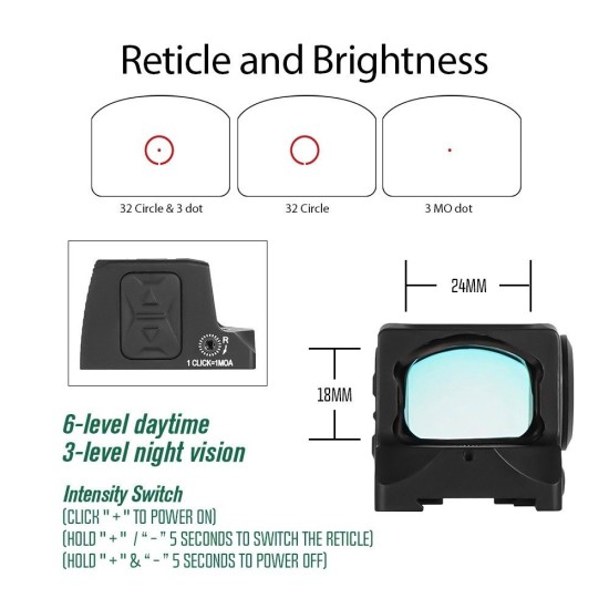 1×24 Solar Enclosed Red Dot – ACRO, IPX7 | USEEIN